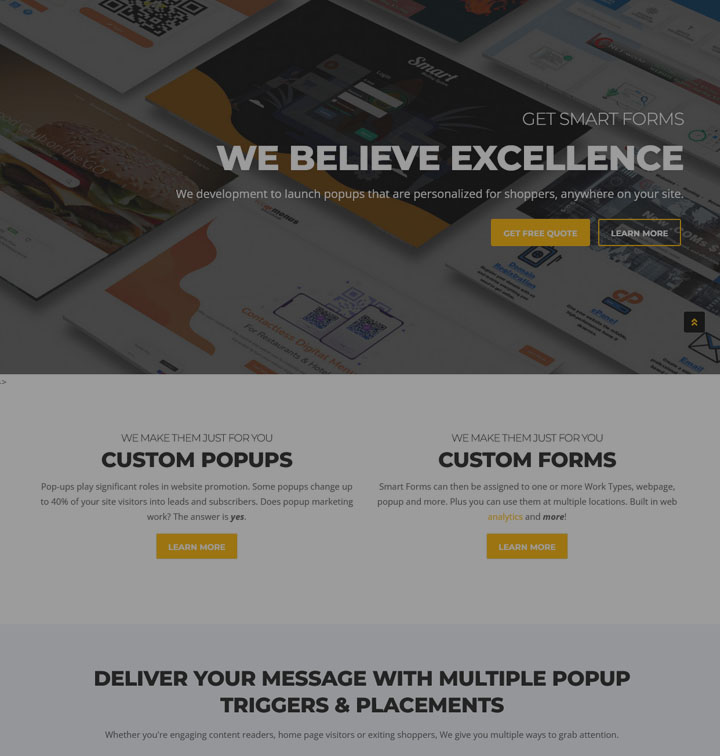 marketing forms and popups services page screenshot